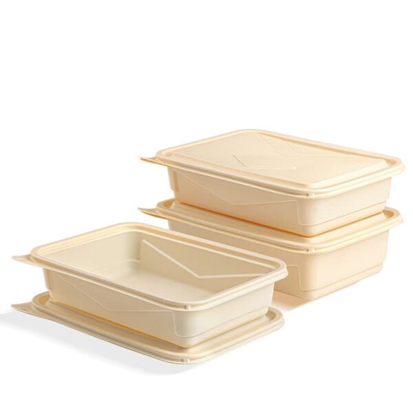 Disposable Cornstarch Food Container Rectangle With Lid - Image 3